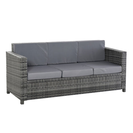 3-Sitzer Polyrattan Gartensofa mit Kissen – Grau