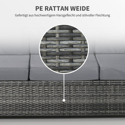 3-Sitzer Polyrattan Gartensofa mit Kissen – Grau