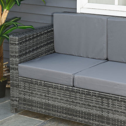 3-Sitzer Polyrattan Gartensofa mit Kissen – Grau
