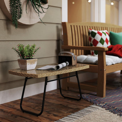 Gartenseitentisch aus Polyrattan, UV-beständig, Glasplatte