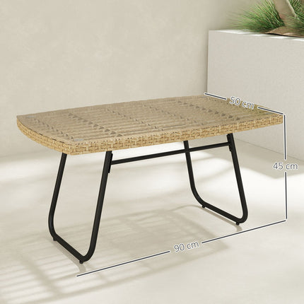 Gartenseitentisch aus Polyrattan, UV-beständig, Glasplatte