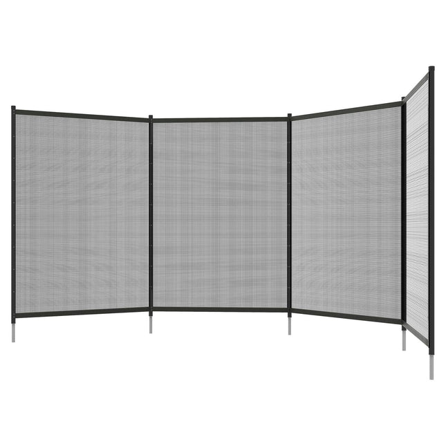 Schwarzer Garten- und Poolzaun 365x126 cm, 4er-Set