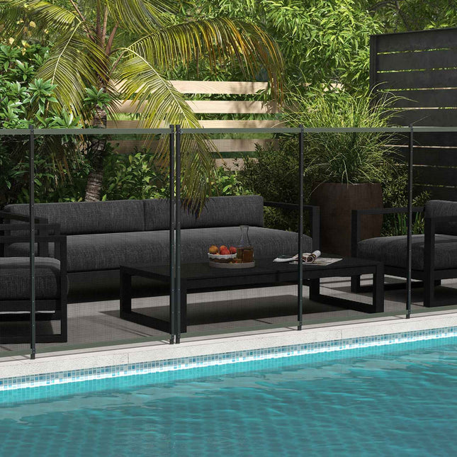 Schwarzer Garten- und Poolzaun 365x126 cm, 4er-Set