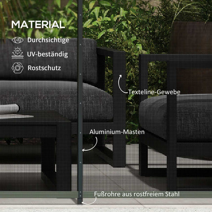 Schwarzer Garten- und Poolzaun 365x126 cm, 4er-Set