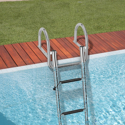 Pontoon Boat Ladder, 4-Step Folding, 500 lb Capacity