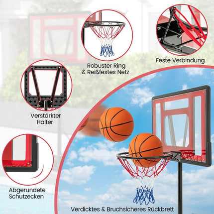Pool Basketballkorb Outdoor Basketballständer 115-135 cm höhenverstellbar rot