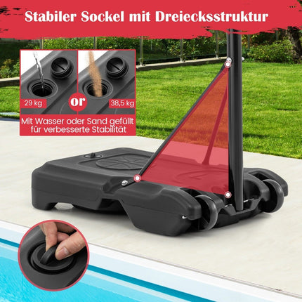 Pool Basketballkorb Outdoor Basketballständer 115-135 cm höhenverstellbar rot