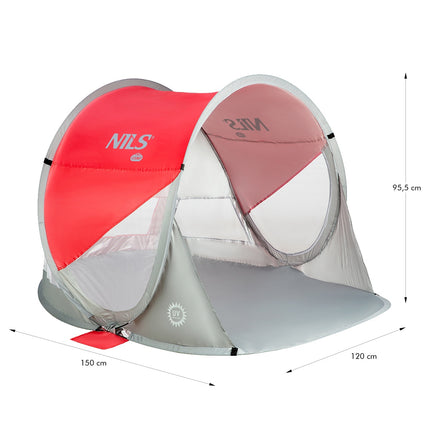 Pop Up Beach Tent, Red-Grey, UV Protection