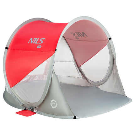 Pop Up Beach Tent, Red-Grey, UV Protection