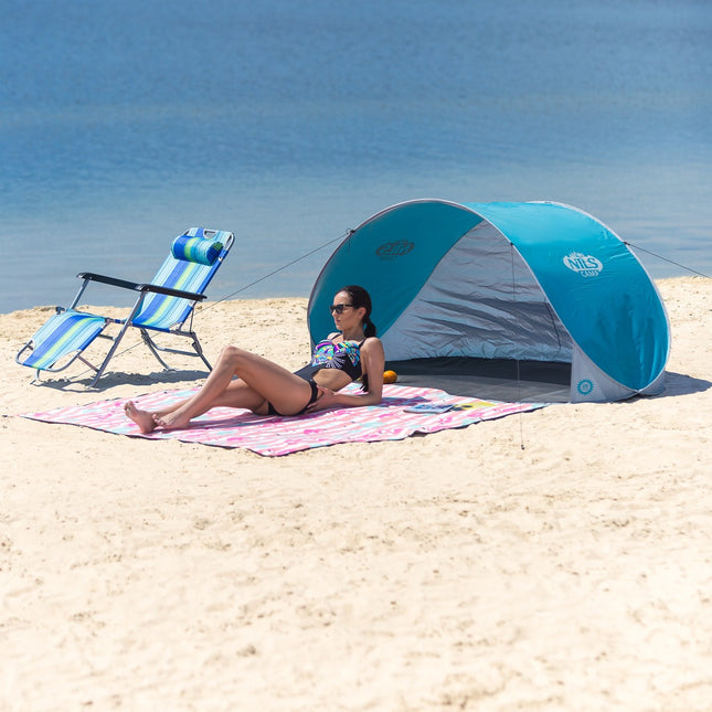 Pop-Up Strandzelt, Türkis-Grau, UV-Schutz