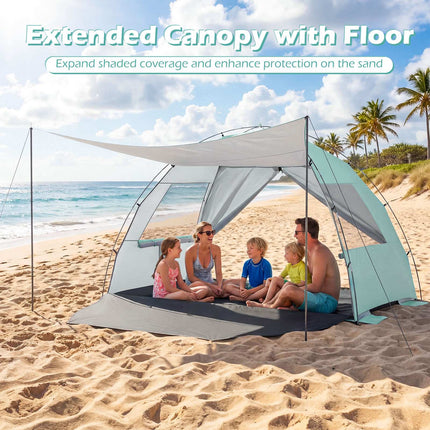 Pop-Up Beach Tent, UPF50+ Sun Shelter, 5-6 Person