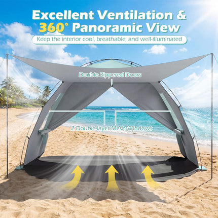 Pop-Up Beach Tent, UPF50+ Sun Shelter, 5-6 Person