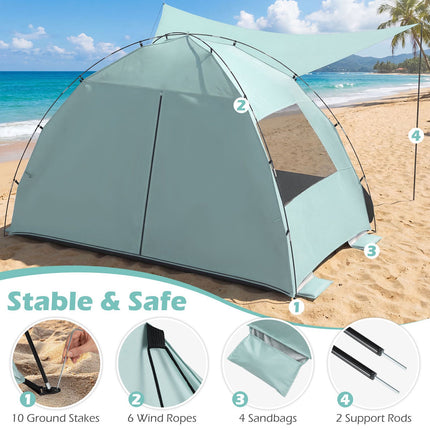 Pop-Up Beach Tent, UPF50+ Sun Shelter, 5-6 Person