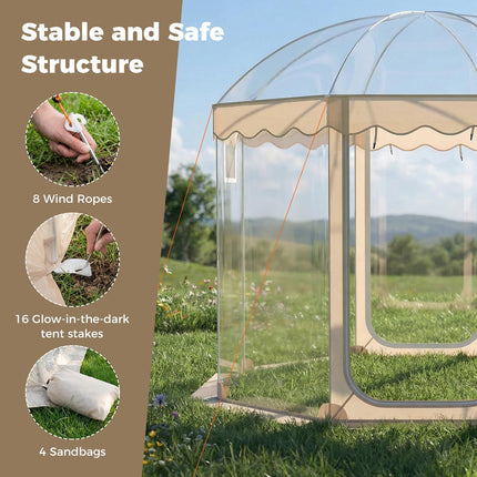 Aufblasbares Blasen-Zelt, 3 x 3 m, für 8–10 Personen, durchsichtiges PVC