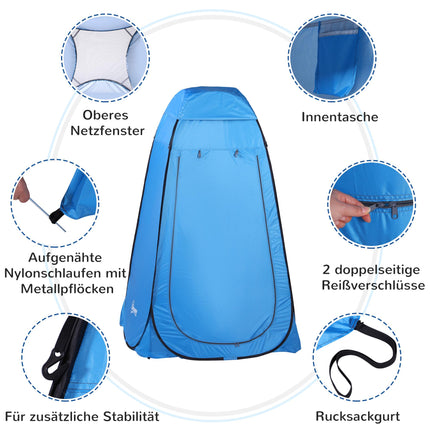 Pop-Up Camping Shower Tent, Sky Blue, 120x120x190 cm