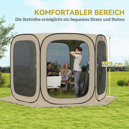 Pop-up kempingový stan, přenosný, UPF50+ ochrana, síťové stěny