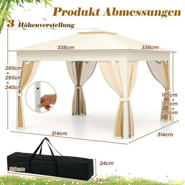 Pop-up party stan, 337x337cm, síťové stěny, snadné rozložení