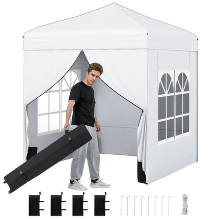 Popup-Pavillon 2x2 m, 4 Seitenwände, Rollentasche