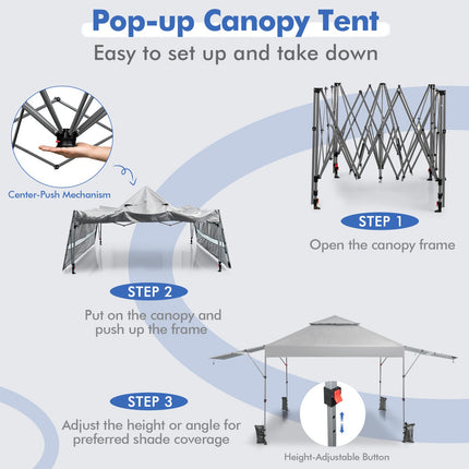 Pop-Up Canopy Tent With Dual Awnings, 300x537cm, UPF 50+