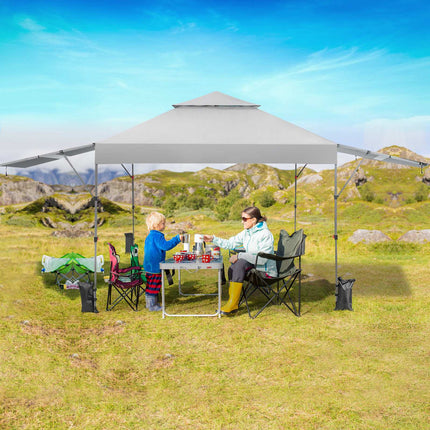 Pop-Up Canopy Tent With Dual Awnings, 300x537cm, UPF 50+