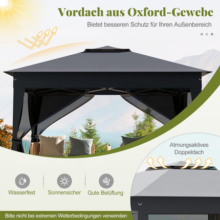 Pop Up Canopy Tent with Mesh Sides, 337x337cm, Gray