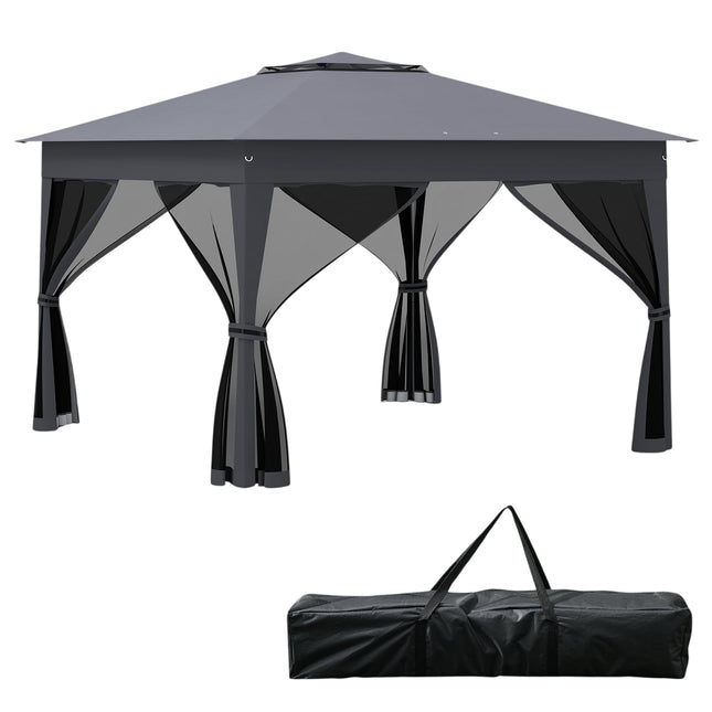 Pop-up Pavillon mit Moskitonetz, 337x337cm, Grau