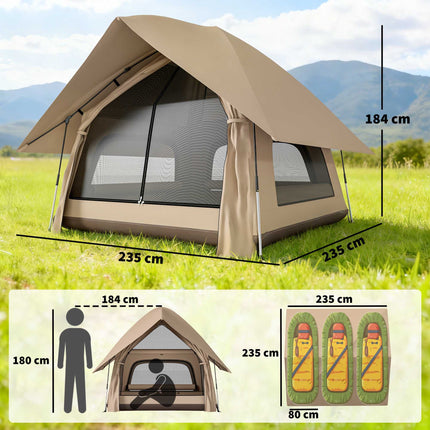 Pop-Up Dome Tent, Waterproof, 2-3 People, 235x235x184cm