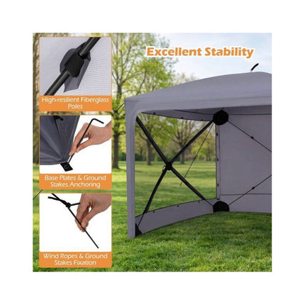 Pop-Up Folding Gazebo with 2 Removable Side Panels, 240 x 240 cm, Dark Grey