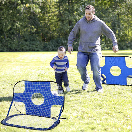 Buts de football escamotables, lot de 2 mini-buts, pliables avec sac de transport, bleu, 123 x 80 x 80 cm