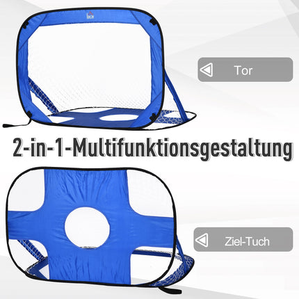 Buts de football escamotables, lot de 2 mini-buts, pliables avec sac de transport, bleu, 123 x 80 x 80 cm