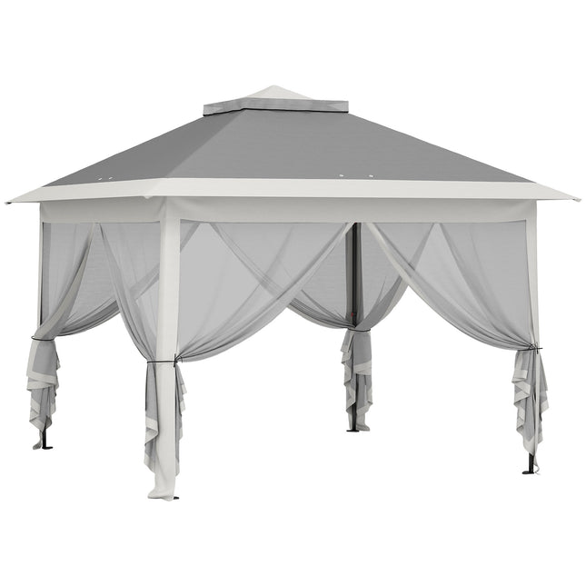 Pop-Up Gartenpavillon, Metallrahmen, Grau, 330x330x288 cm