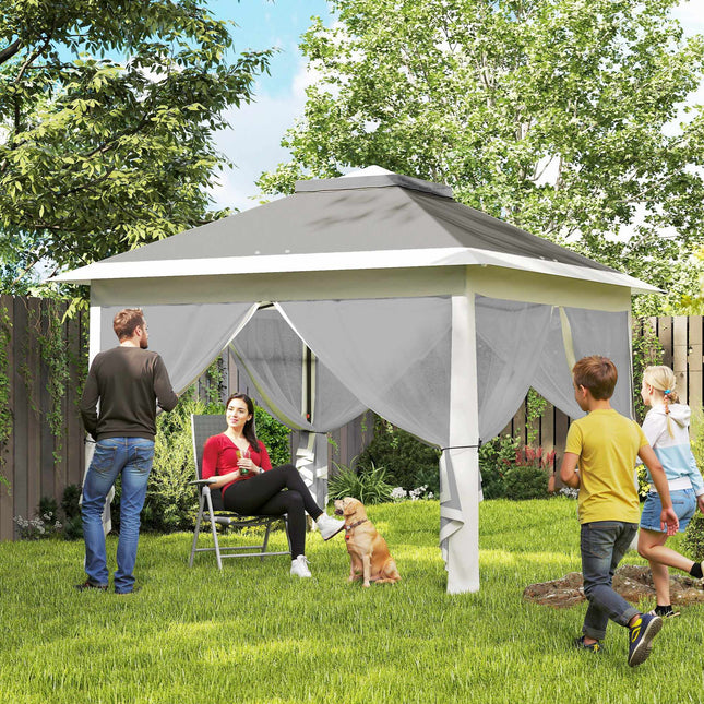 Pop-Up Gartenpavillon, Metallrahmen, Grau, 330x330x288 cm
