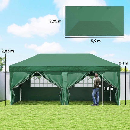 Pop-Up Gartenpavillon mit abnehmbaren Wänden, 590x295 cm