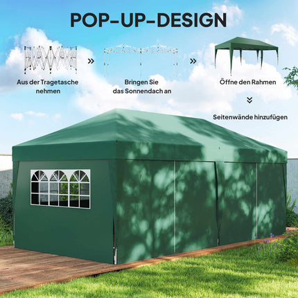 Pop-Up Gartenpavillon mit abnehmbaren Wänden, 590x295 cm