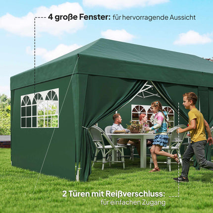Pop-Up Gartenpavillon mit abnehmbaren Wänden, 590x295 cm