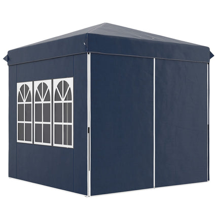 Paviljoen 2,5 x 2,5 m, waterafstotend, stabiel, winterbestendig pop-up vouwpaviljoen, UV-bescherming 50+, opvouwbare partytent, tuintent met 4 zijpanelen, zaktuinpaviljoen voor op de camping, tuin, donkerblauw