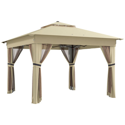 Pavillon 3,3x3,3m, wasserabweisend, LED, Moskitonetz