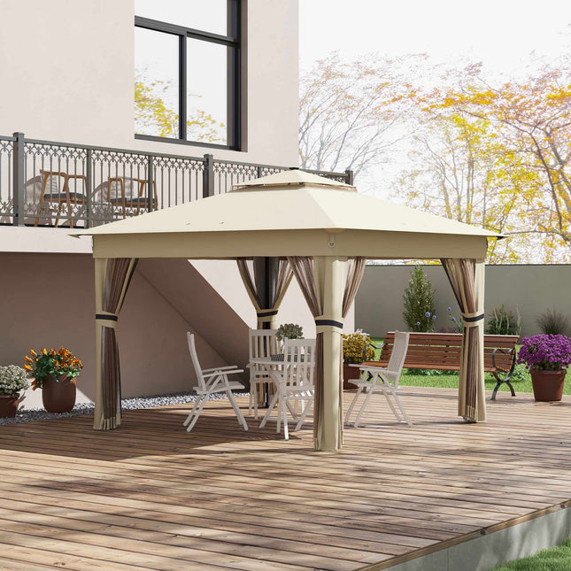 Pavillon 3,3x3,3m, wasserabweisend, LED, Moskitonetz