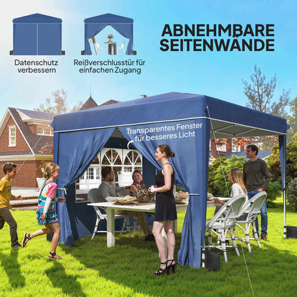 Pop-up altán 3x3m, voděodolný, nastavitelná výška, modrý