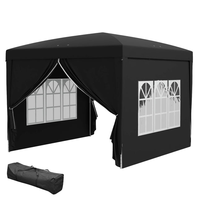 Faltpavillon 3x3m, Wasserabweisend, UV 50+, Schwarz