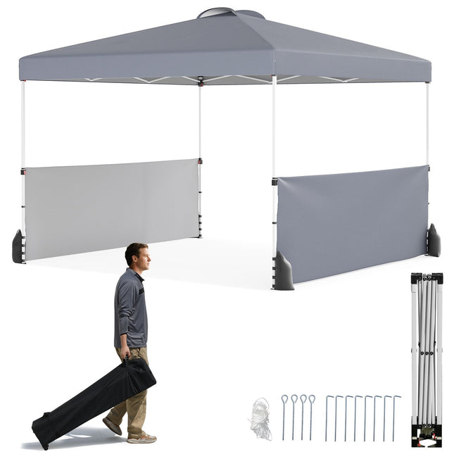 Faltpavillon 3x3m mit 2 Seitenwänden, Tasche, Grau