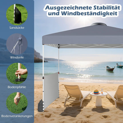 Pop-up altán 3x3m se 2 bočními stěnami, taška, šedý