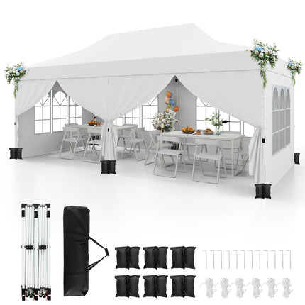 Faltpavillon 3 x 6 m, 6 Seitenwände, Reißverschlusstüren