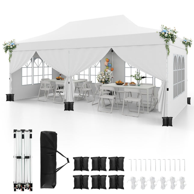 Faltpavillon 3 x 6 m, 6 Seitenwände, Reißverschlusstüren