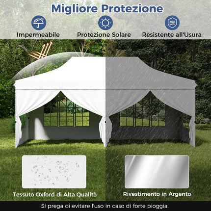 Faltpavillon 3 x 6 m, 6 Seitenwände, Reißverschlusstüren
