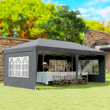 Pop-up altán 3x6m voděodolný se 4 bočními stěnami, šedý