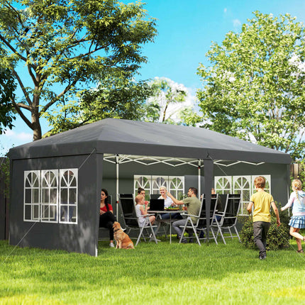 Pop-up altán 3x6m voděodolný se 4 bočními stěnami, šedý