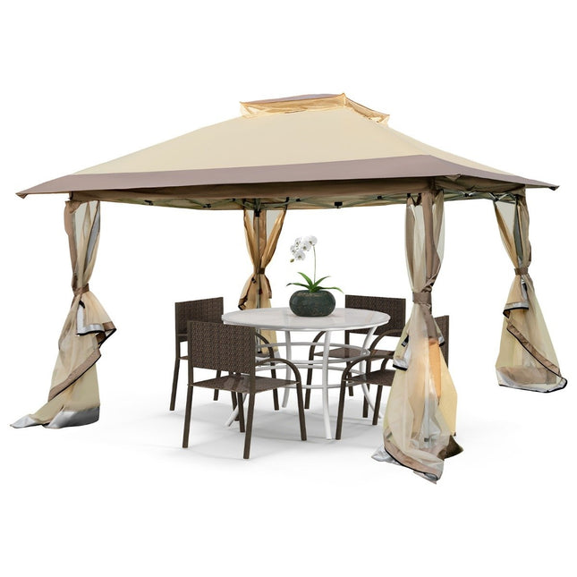 Pop-Up Pavillon mit Moskitonetz, UV 50+, 3.6x3.6m, Khaki