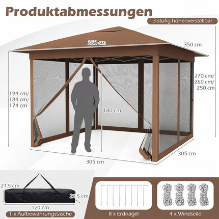 Pop-up pavilon 3.5x3.5m s moskytiérou a taškou
