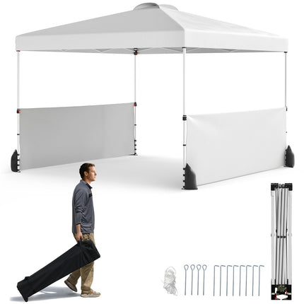 Pop-up pavilon 3x3m se stěnami, taška, napínací lana, bílý
